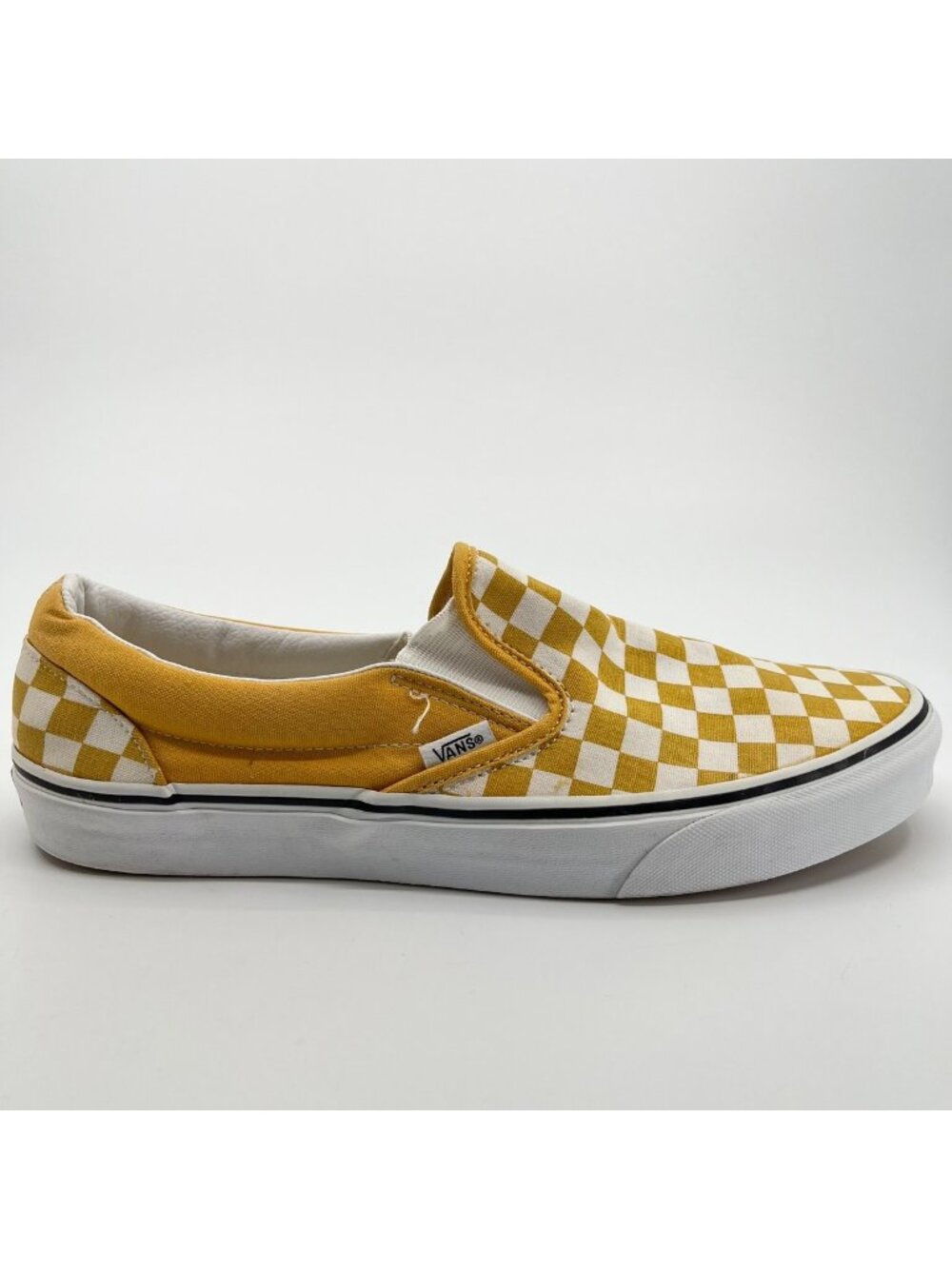 Vans Classic Slip-On Mens Size 11.5 Yellow White Athletic Skate Shoes Sneakers